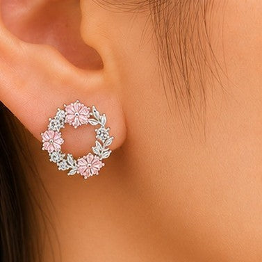 Rosé Bloom Wreath Stud Earrings