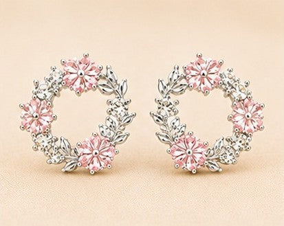 Rosé Bloom Wreath Stud Earrings