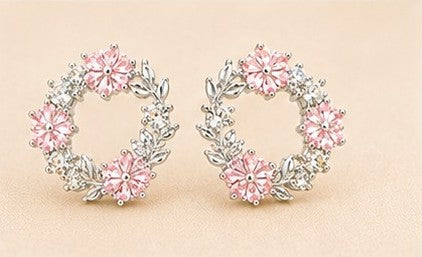 Rosé Bloom Wreath Stud Earrings