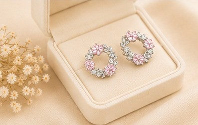 Rosé Bloom Wreath Stud Earrings
