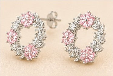 Rosé Bloom Wreath Stud Earrings
