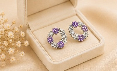 Lavender Royale Wreath Stud Earrings